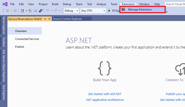 VS 2019 Manage Extensions
